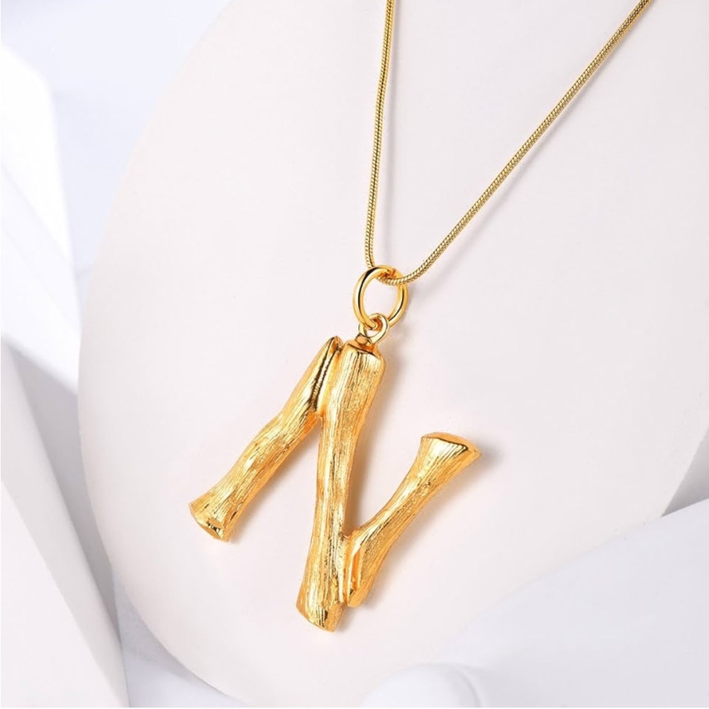 “N” initial necklace 18k gold plated